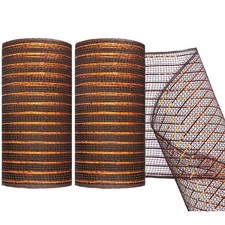 2 Pack Deco Mesh 5.9 Inch x 30 Feet Decor Mesh Ribbon with Metallic Foil Deco...