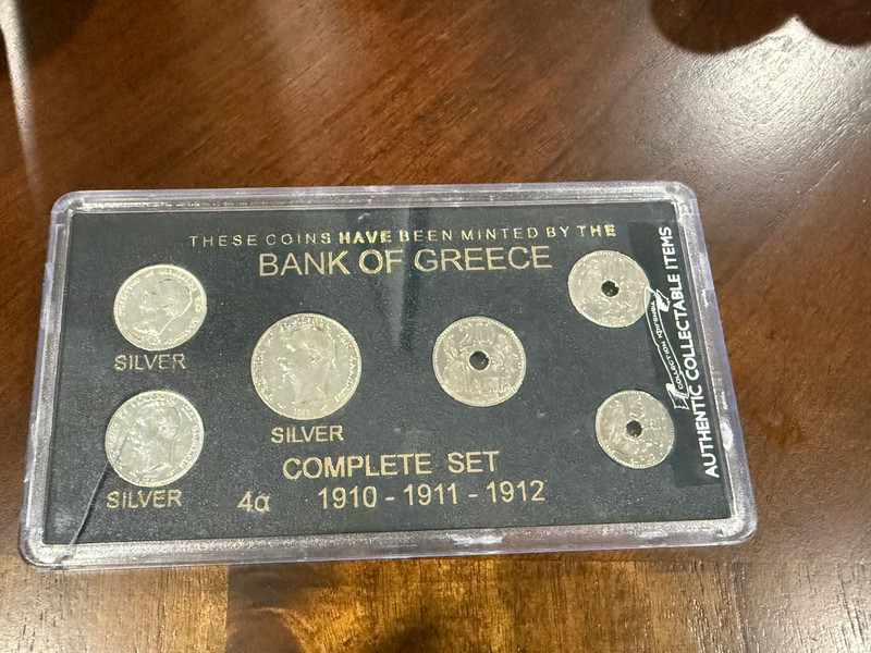 Bank Of Greece Mint Uncirculated Coin Set 1910 1911 1912 Sealed in Case