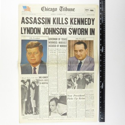Chicago Tribune Kennedy Shot Series of 4 Covers November 23,24,25,26 1963 *READ*