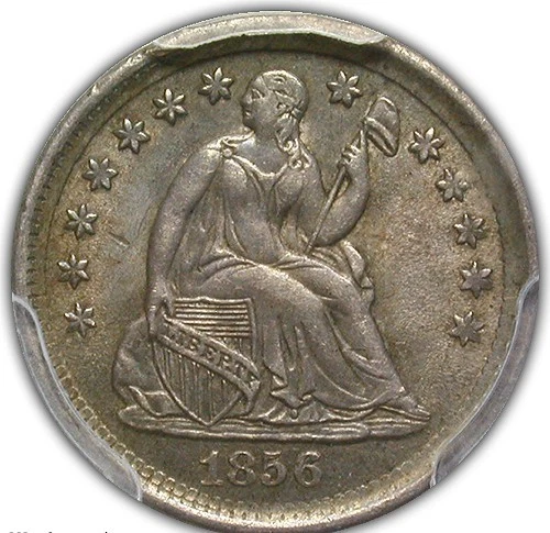 1856 SEATED LIBERTY HALF DIME PCGS MS 62 FULLY STRUCK WITH A NICE GLOSSY NUANCED