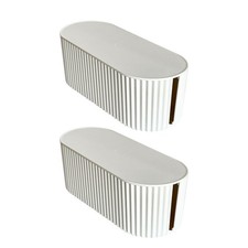 2 Pack White Cable Management Box, Plastic Cord Organizer Box Under Desk, Pow...