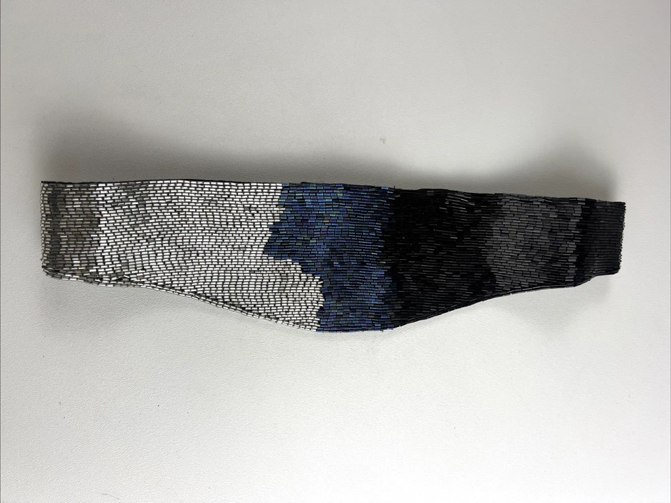 Beaded Belt Cummerbund Black Grey Blue Silver  34” - Image 2 of 4