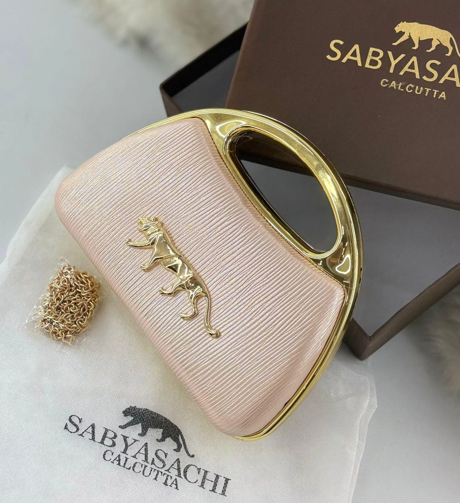 Sabyasachi Clutch Bag Tiger Logo Designer Bridal Party Handbag