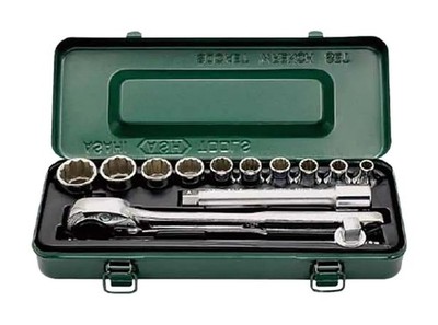 Japan NEU Asahi Kinzoku VO4101 Steckschlüsselsatz 13-teilig Cr-V legierter...