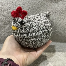New Soft Yarn Handmade Crochet Amigurumi Stuffed Chonky Speckled Chicken Plushie