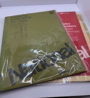 Vintage National Analysis Pad 14 Column & Index Dividers Copper Reinforced NOS