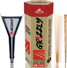 Organic King Size Pre Rolled Cones - 100 Pack of Natural Rolling Cones