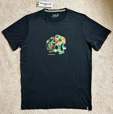 SmartWool Mens Def Lyfe Graphic T-Shirt Merino Wool Short Sleeve Black MediumNEW
