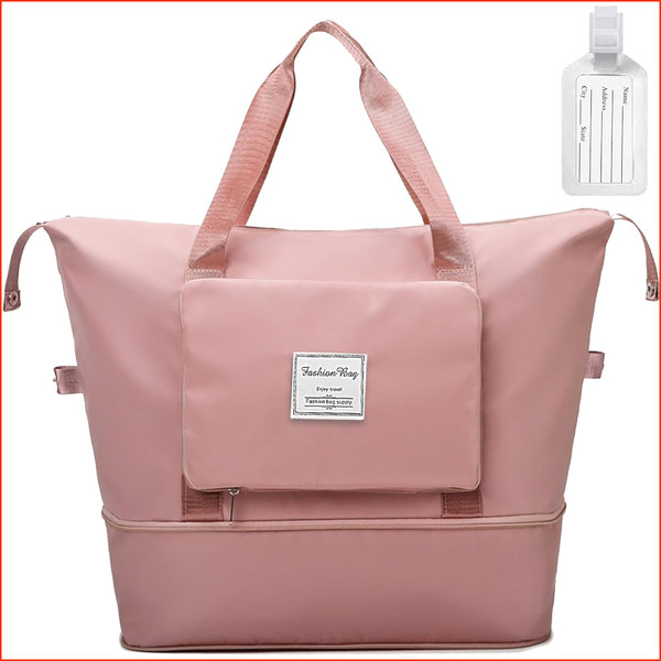 Reisetasche Faltbar Wasserdicht Duffle Bag Sport HandgepäCk 50L Damen Rosa-image
