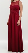 David's Bridal Long Illusion Mesh Gown in Apple Red