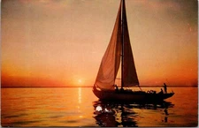 Vintage 1919 Sailboat Sunset Postcard by Tichnor Bros Boston