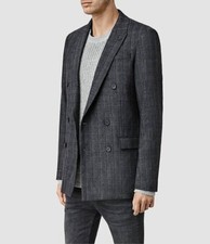 AllSaints Mens Decatur DB Blazer Size 36 Charcoal Grey BNWT RRP£278
