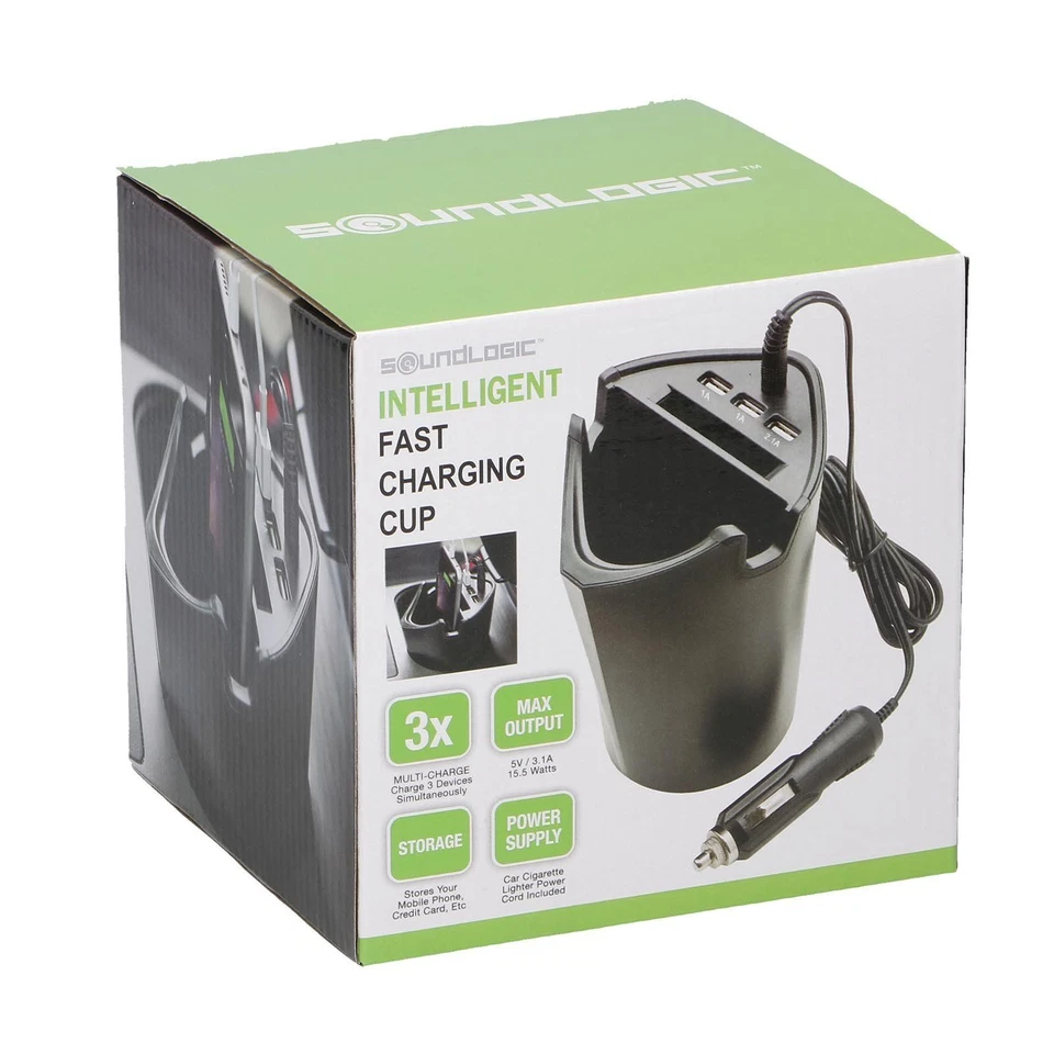 Kfz Auto 3x USB Verteiler Adapter Ladegerät Zigarettenanzünder f. Getränkehalter - Bild 3 von 3