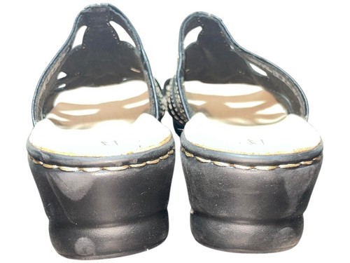 Clarks Collection Sandals Womens Sz 10M Black Leather Slide Beaded Wedge Heel - Picture 6 of 8