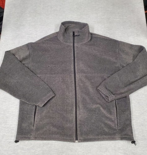 Columbia Fleece Men’s XL Jacket Long Sleeve Full Zip Pockets Solid Gray