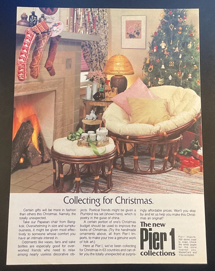 ORIGINAL 1981 PIER 1 PRINT AD THE PAPASAN CHAIR COLLECTING