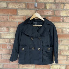 Womens Black Cropped Mac Jacket Size Uk6
