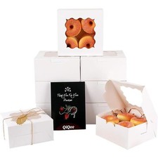 Bakery Box With Window 100packs 6x6x3 White Cookie Boxes Pastry Box For Wedding