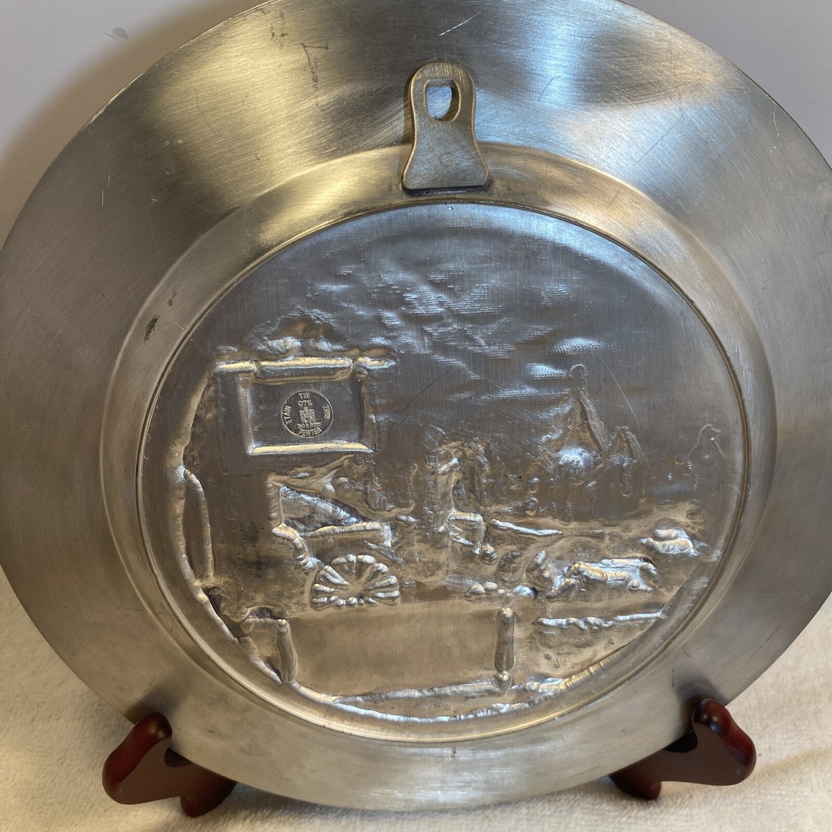 Collectible Tin-Etain 97% E.PU. 211 Europe Wall Plate/ Decorative