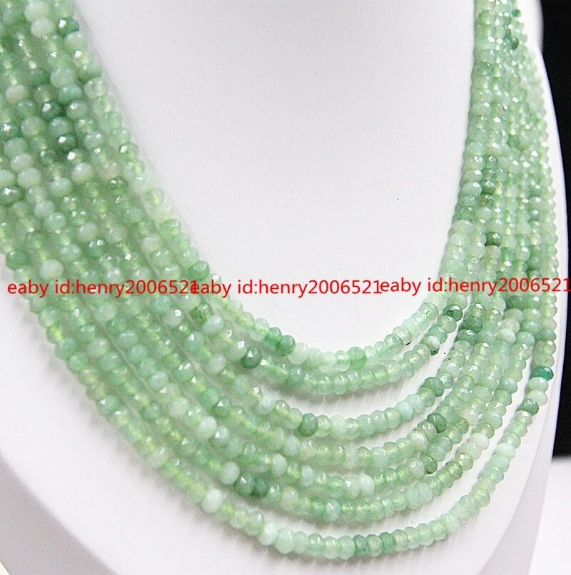 GENUINO TOP HERMOSO 7 HEBRAS 2X4MM FACETADO VERDE APATITA COLLAR DE PIEDRAS PRECIOSAS Foto 2 de 4