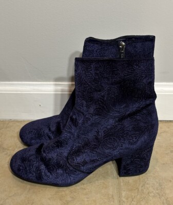 Unisa Ankle Boots Patterned Design Blue Faux Suede Fashion Women's 7M  Colorful
