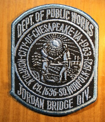#ad GEMSCO NOS Patch PUBLIC WORKS JORDAN BRIDGE CHESAPEAKE VA Original 1985 $14.05
