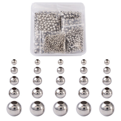 1000pcs 304 Stainless Steel Round Beads Metal Smooth Solid Rondelle Loose Spacer