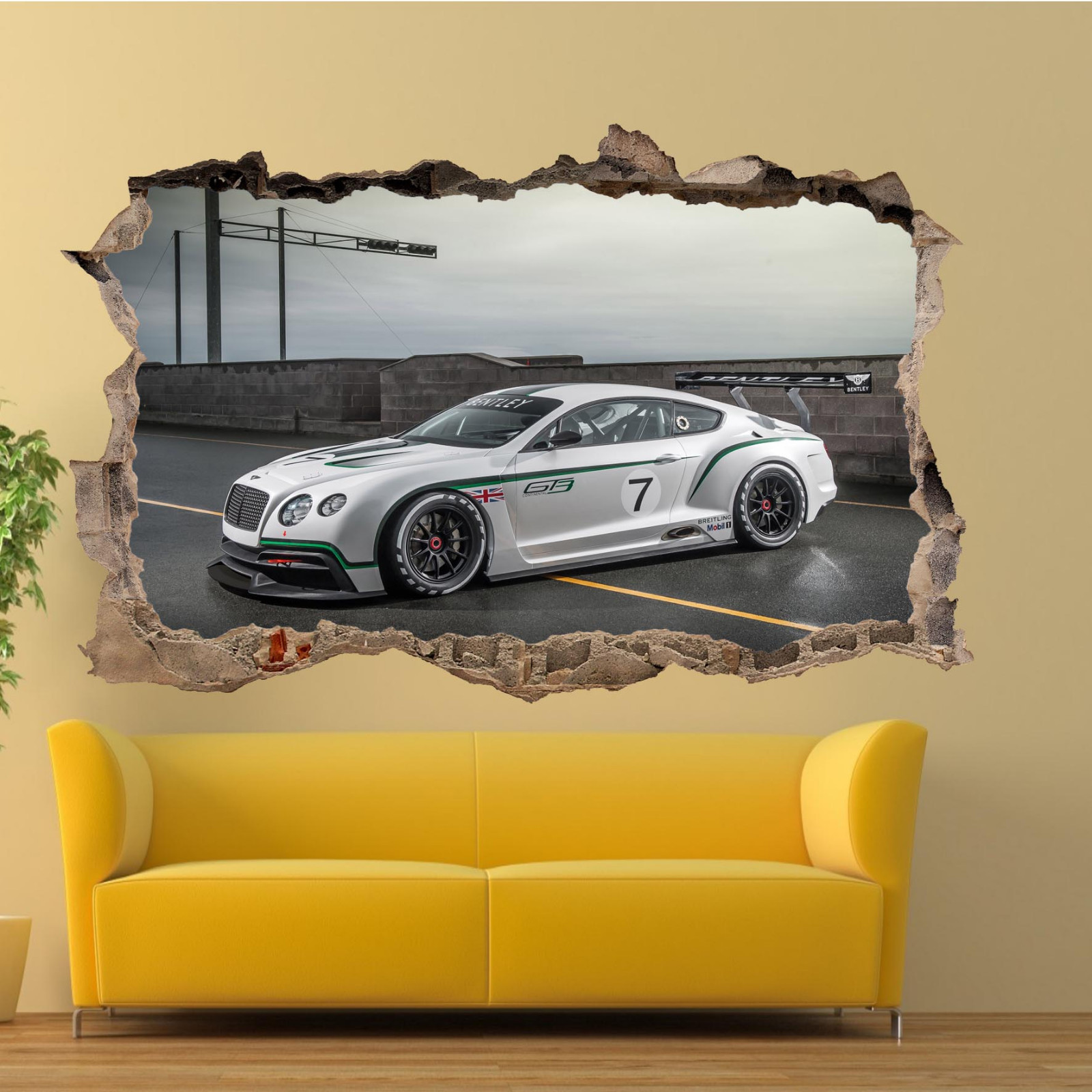 FAST BRITISH RACING CAR WALL STICKERS 3D ART MURAL ROOM OFFICE SHOP