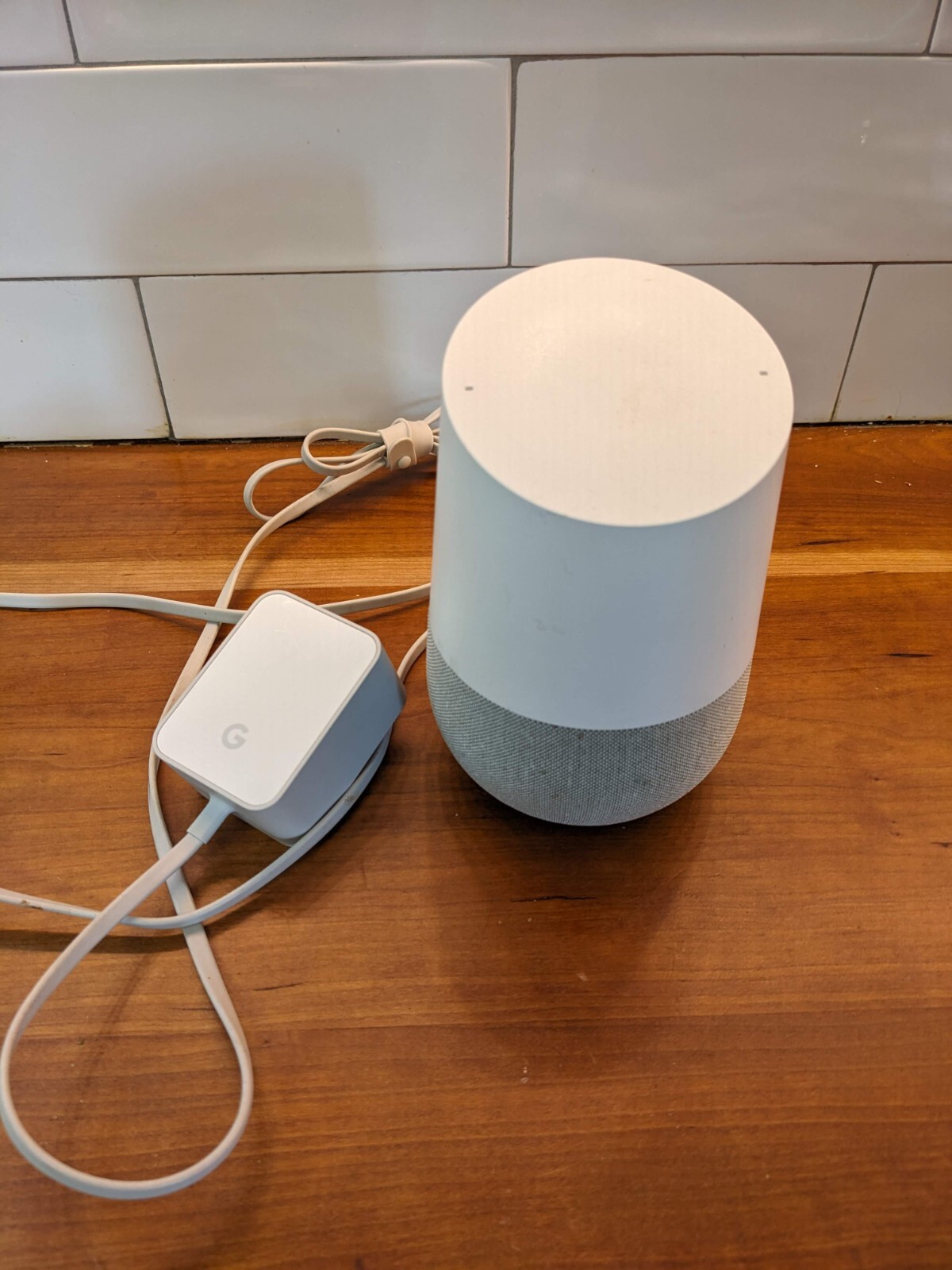 Google Home Smart Speaker with Voice Assistant - White with Power Adapter-image