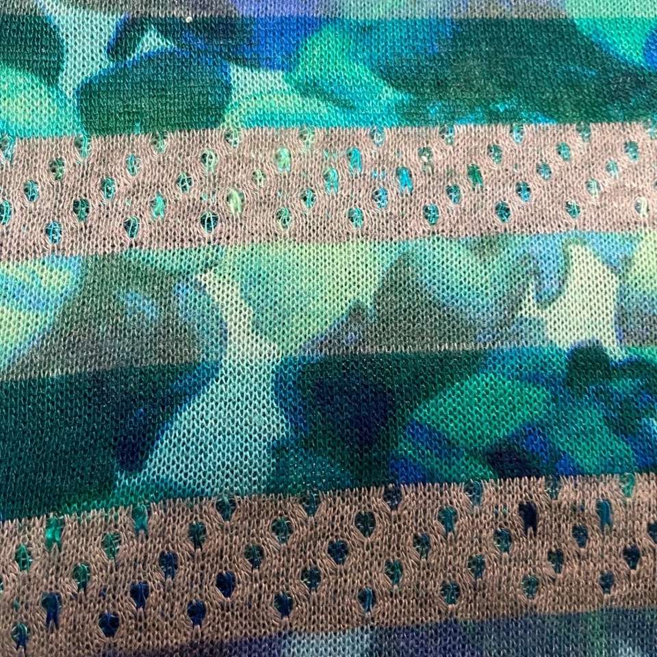 Fabric Lot 7 Yds 20 Ins 60 W Watercolor Stripes Blue Green Khaki Stretch Knit - Image 3 of 4