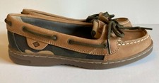 Sperry Top-Sider Women's Angelfish Leather Boat Shoes Sahara/Camo Slip On Size 6