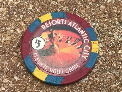 RESORTS $5.00 Five Dollar Casino Chip Elevate Your Game Atlantic City NJ WOW!!!
