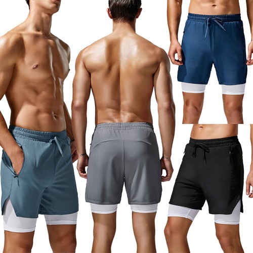Pantalones Cortos 2 en 1 Para Hombre Entrenamiento Fitness Correr Gimnasio Correr Informales Entrenamiento Ropa Deportiva - Imagen 5 de 37
