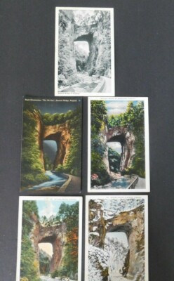 Lot of 5 Postcards Natural Bridge, VA- Winter, Summer,Fall, B&W, Night V231