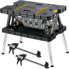 Portable Folding Work Table Tool Storage Stand Workbench with 12 Inch Wood Clamp