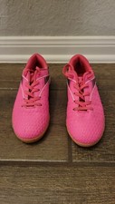 Zapatos de tenis para niñas rosa intenso con rayas negras suela de goma con cordones talla 2/33