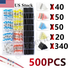 500Pcs Solder Seal Sleeve Heat Shrink Electric Butt Wire Connectors Terminal Kit