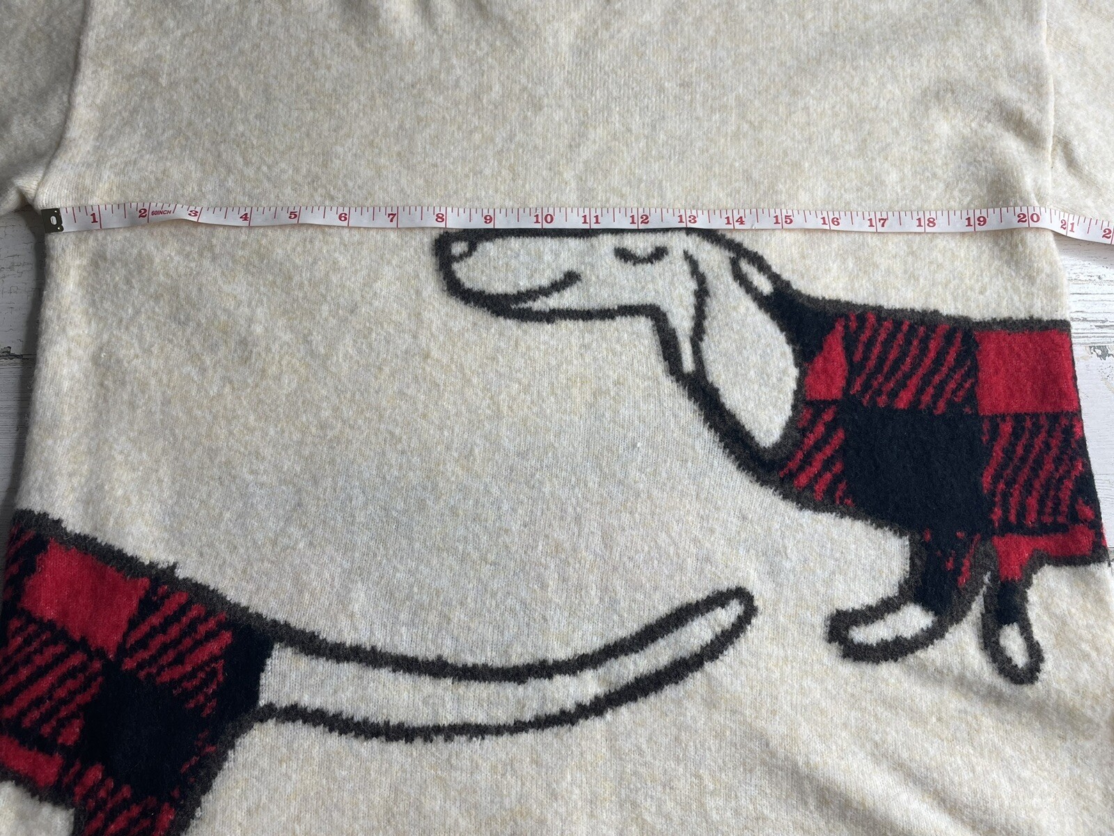 Loft Buffalo Plaid Dog Sweater Woman Size Medium Top … Gem