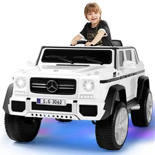 JOYLDIAS White 12V Battery Kids Ride On Car Electric Truck Toy Gift w/Remote,MP3