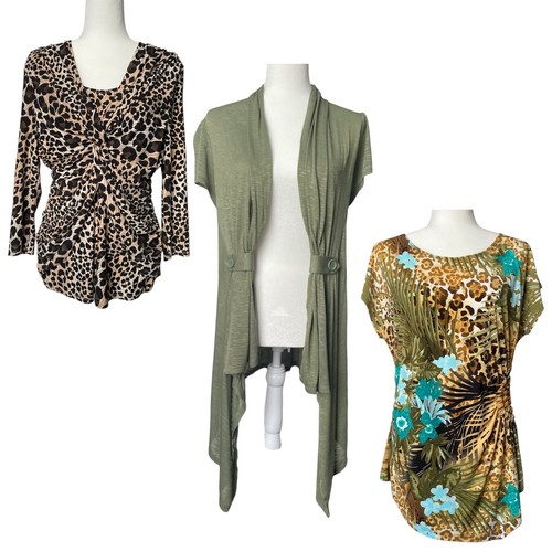 Lot of 3 Womens Dressbarn Spring Summer Tops Blouses Short Sleeves Size Large