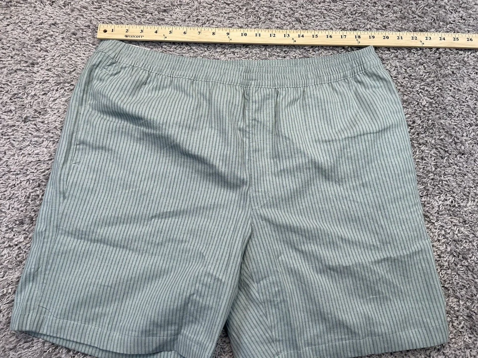 Pantalones Cortos Columbia de Lino para Hombres XL Verde Rayas Salvia Muelles Rectos Chinos Foto 4 de 4