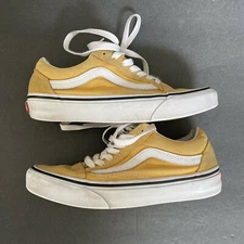 VANS OLD SKOOL Yellow Suede & Canvas SNEAKERS UNISEX MEN 3.5  WOMEN 5