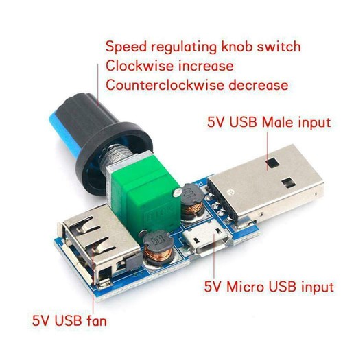 5V zu 12V USB Fan Speed Controller Regler Variable Modul Neu Schalter C0E3 KHot - Bild 6 von 12