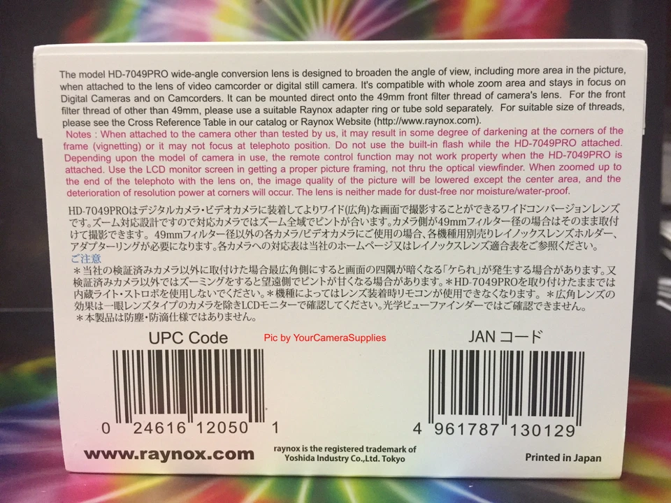 Raynox HD-7049 PRO 0.7x WIDE ANGLE LENS 49mm to 4K HDV SONY NEX-C3 5N X5 X3 - Image 4 of 4