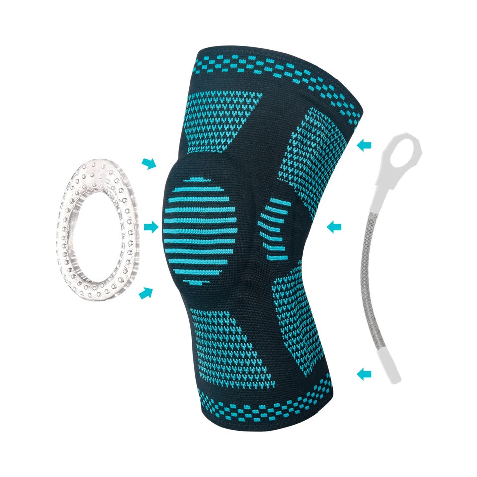 Silicone Knee Sleeve Compression Brace Support Gym Joint Pain Arthritis Relief - Image 4 of 4