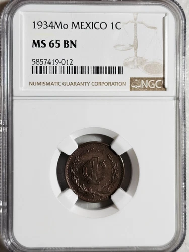 Mexico 1 Centavo 1934 Mo NGC MS 65 BN