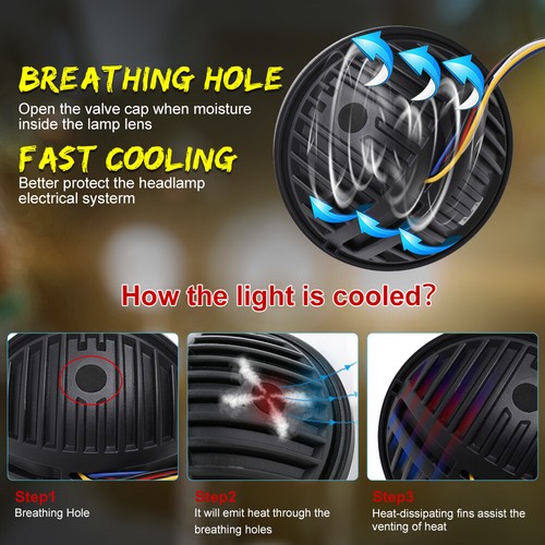 4PCS 5 3/4" 5.75" Projector LED Headlights Sealed Beam Halo Ring Lamp Bulbs - Picture 4 of 10