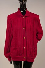 VINTAGE VALENTINO DESIGNER RED KNIT SWEATER W GOLD TONE BUTTONS