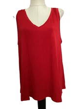 TIME AND TRU Brilliant Red Relaxed Fit Stretchy High Low Tank Sz 3XL*
