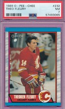 OPC PSA 7 NM THEO FLEURY RC ROOKIE 1989 O-PEE-CHEE #232 GRADED FLAMES NHL *TPHLC